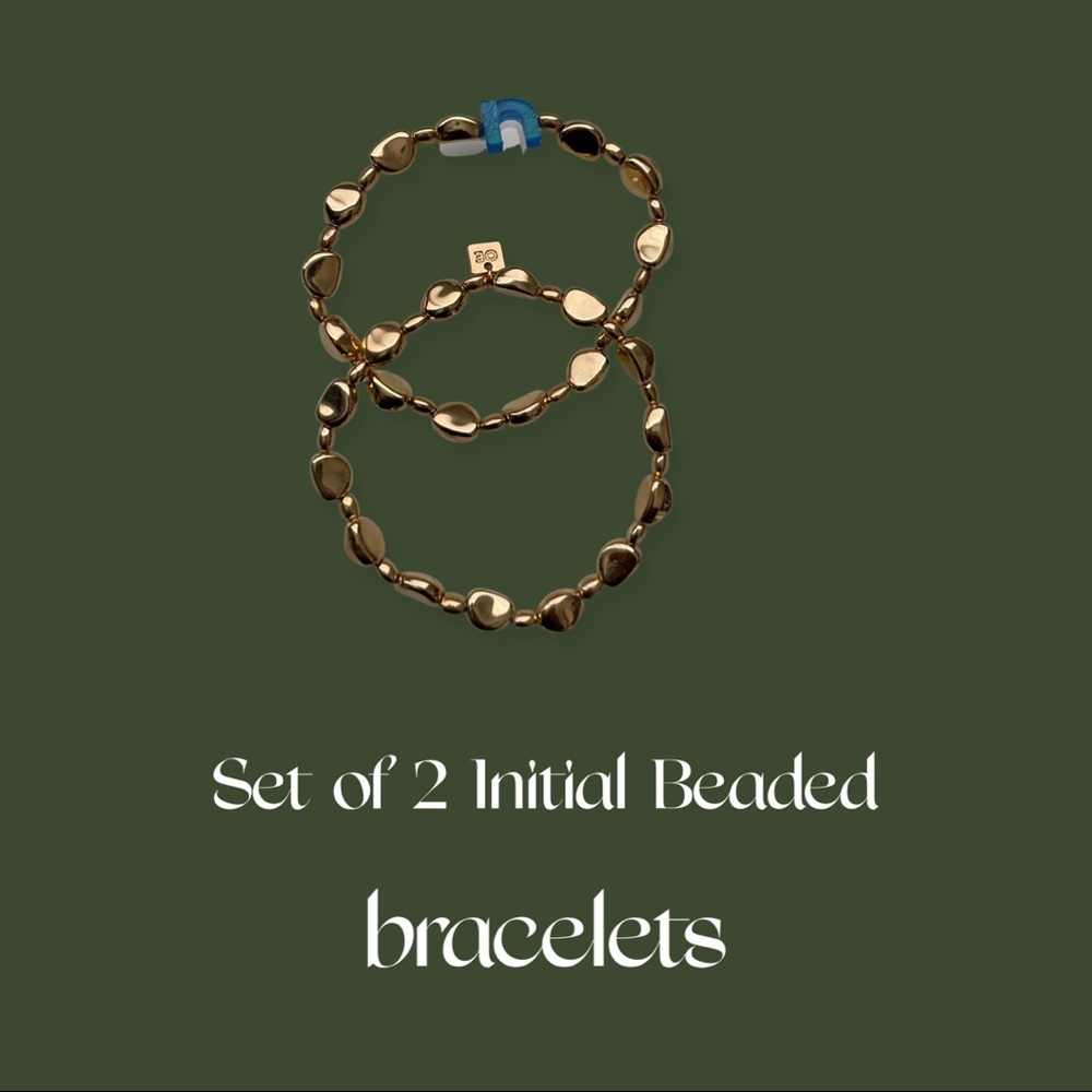 Set of 2 Initial Beaded Bracelets